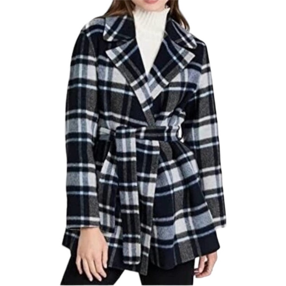 Theory Alps Plaid Belted Cardigan Size Small